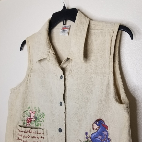 Embroidered Eeyore And Piglet Womens Button Down Shirt Vest The Disney S… - Picture 3 of 16